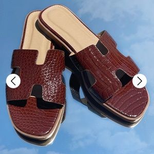 Brown snake skin sandals